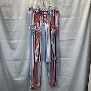 Echo Sleepwear Red, White, & Blue Striped Tank  & Pants Soft- S